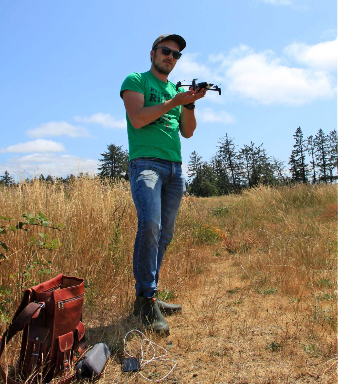 man drone survey